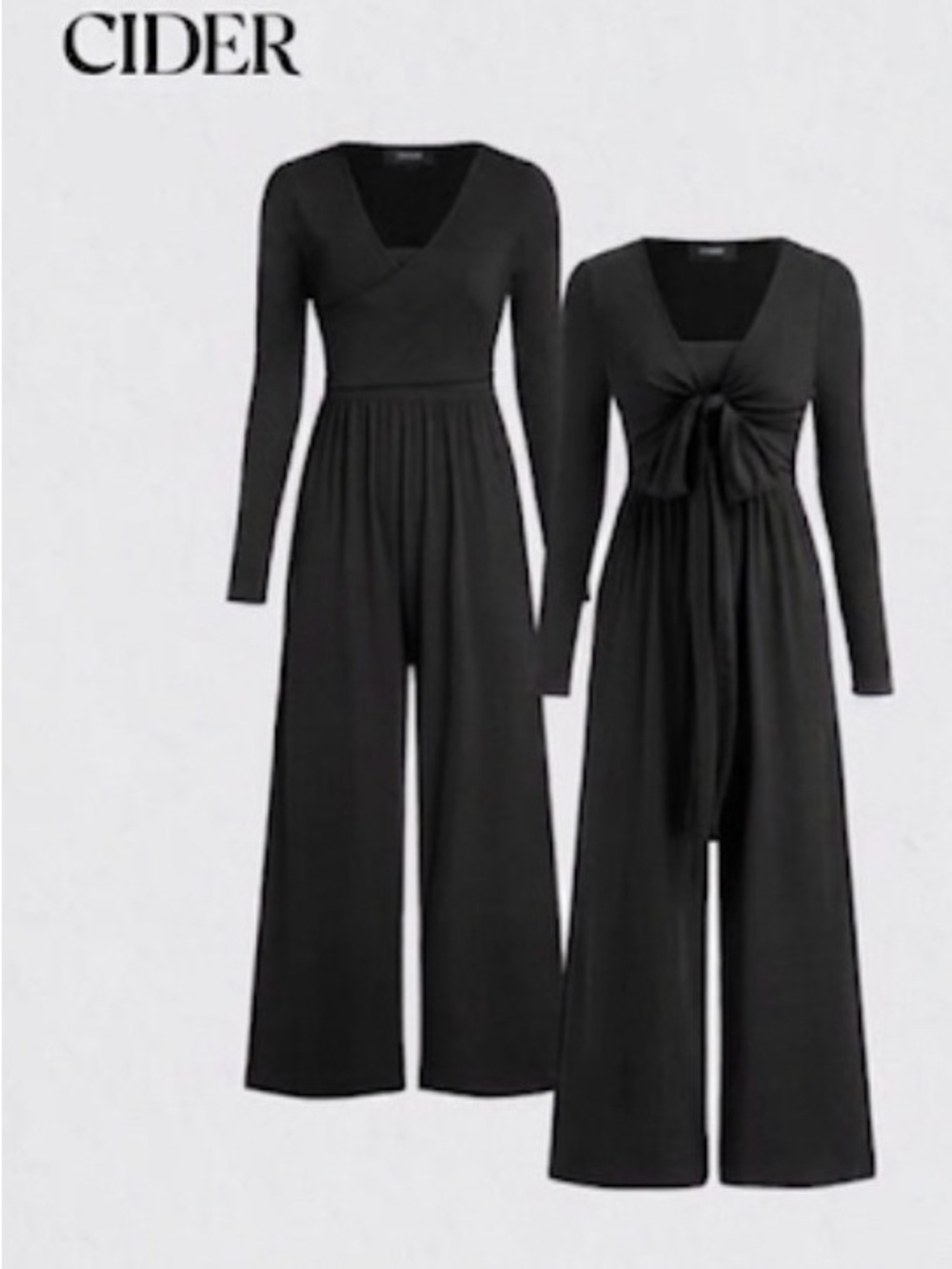 Cider Black Long Sleeve Wide-Leg Jumpsuit Size M NWOT